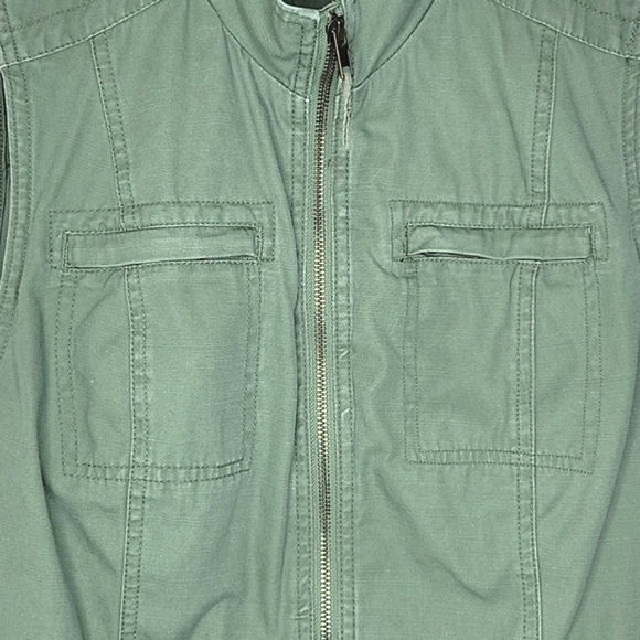 MERONA Army Green Utility Cargo Vest size Large Pockets Drawstring - Picture 5 of 17